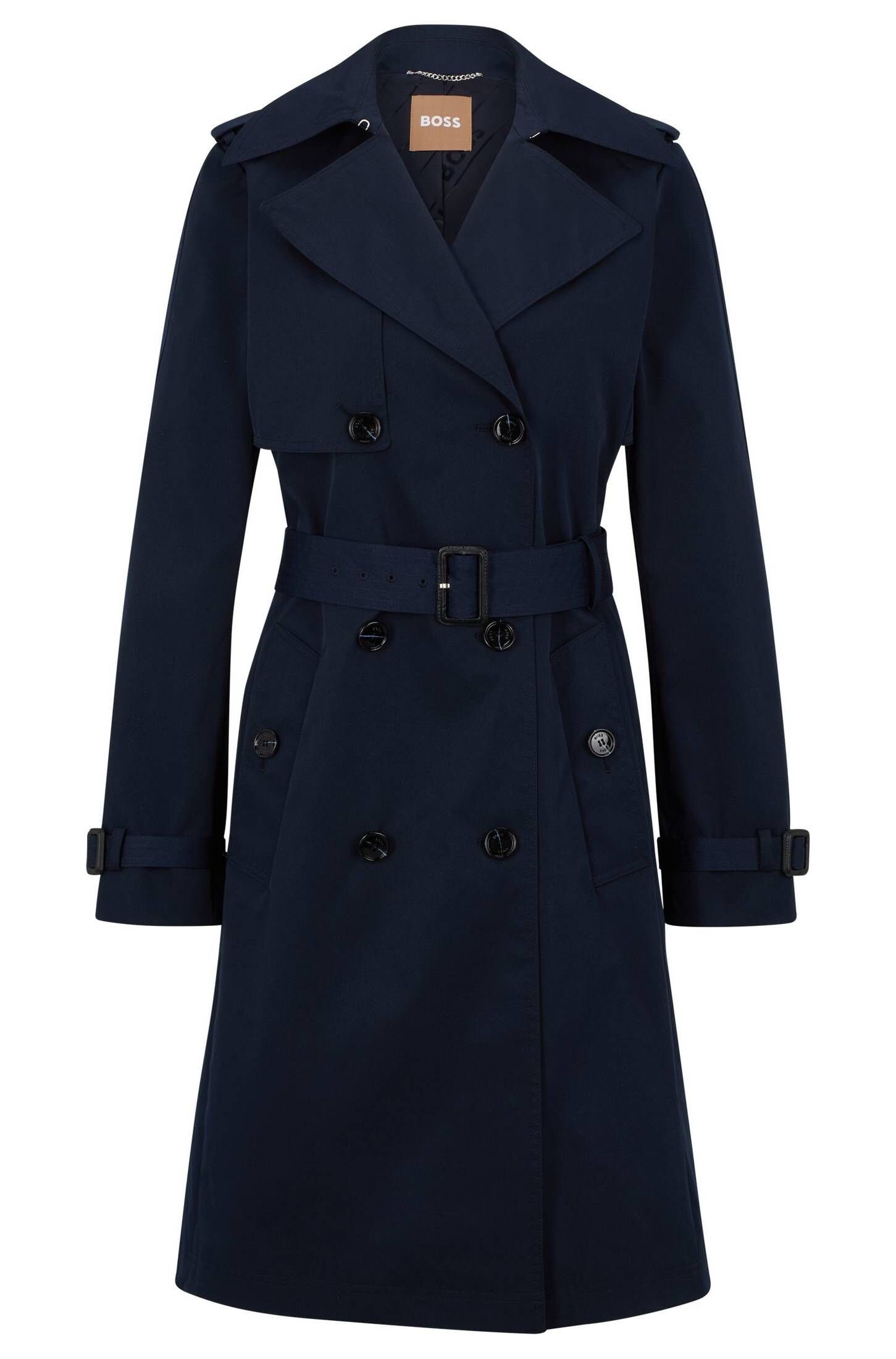 BOSS Trenchcoat Damen Trenchcoat CONRY, Zweireihige Silhouette mit breitem  Revers und Stoffgürtel