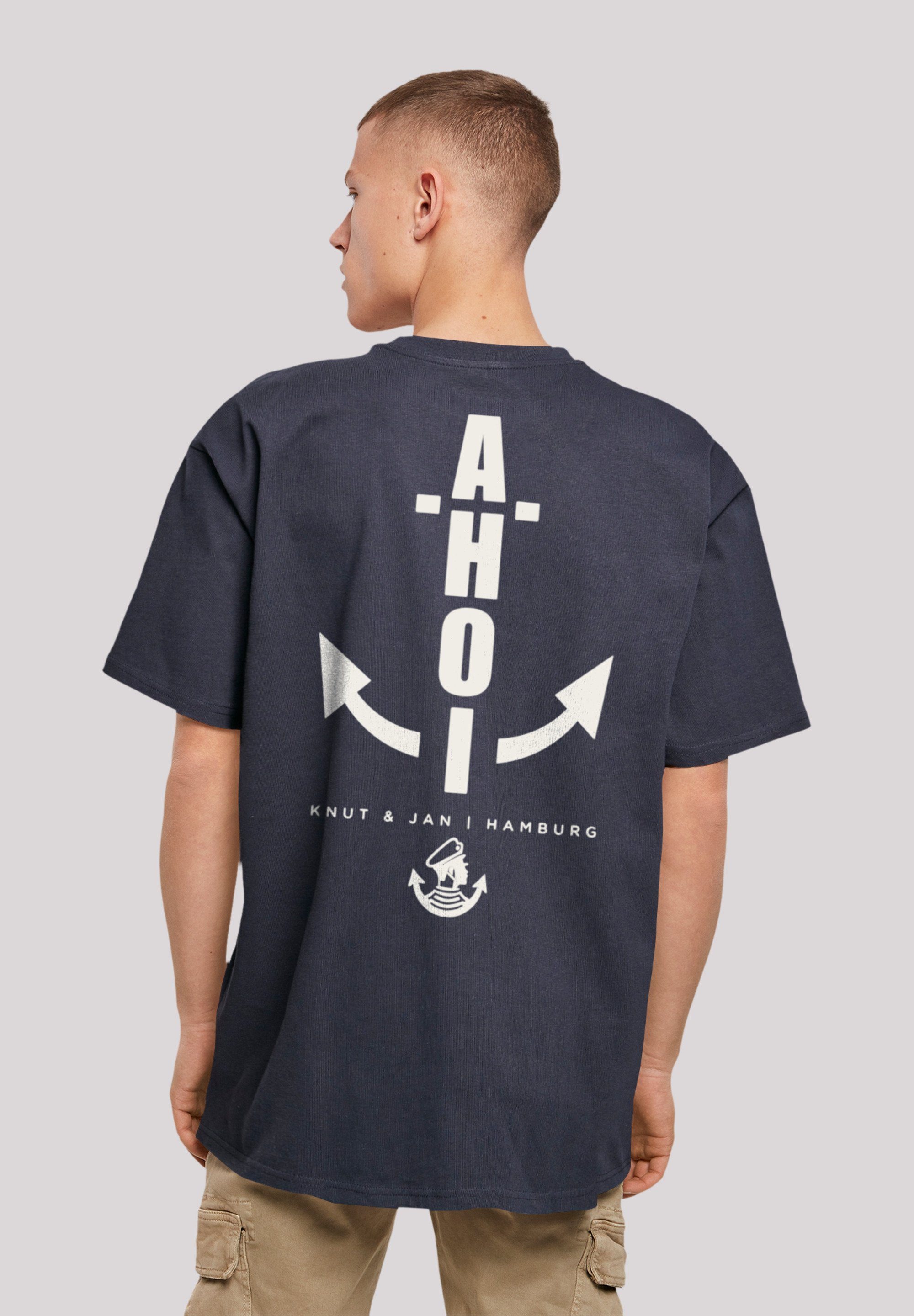 F4NT4STIC T-Shirt Oversized T-Shirt Ahoi Anker Knut & Jan Hamburg Print navy