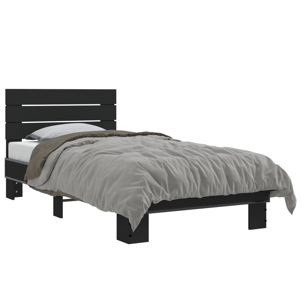vidaXL Bett Bettgestell Schwarz 75x190 cm Holzwerkstoff und Metall günstig online kaufen