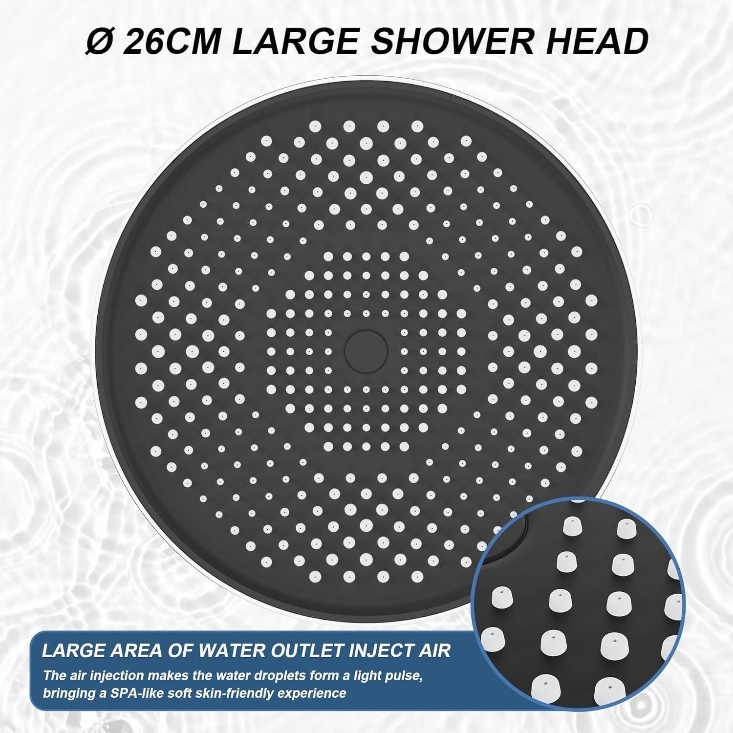 LuxusKollektion Regenduschkopf Regenduschkopf Wassersparend AntiKalkDuesen 26cm ABS Chrom+schwarz