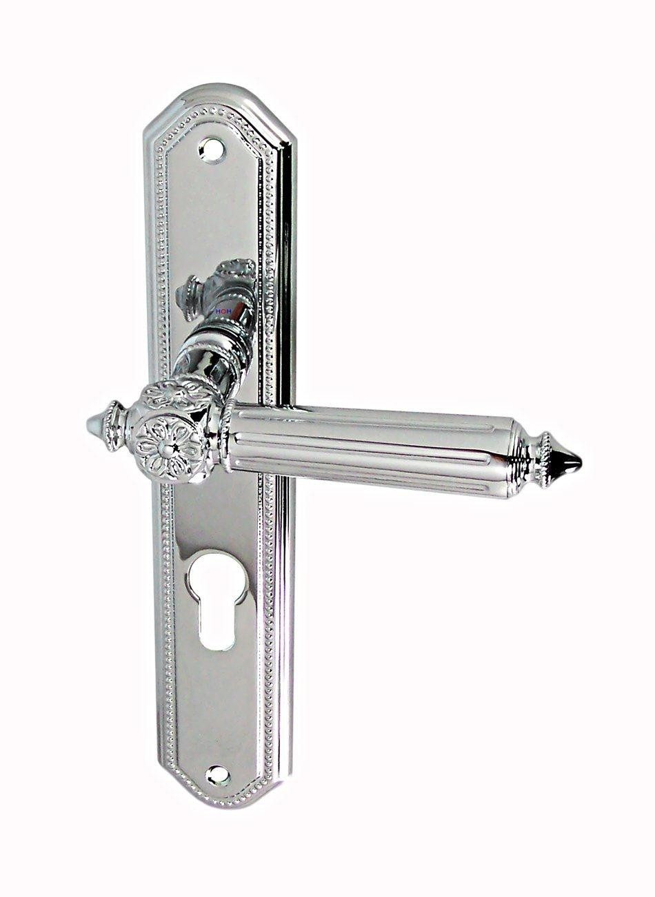Türbeschlag Türbeschlag Antike LS Chrom Türklinke, Festdrehbar gelagert mit Rückholfeder zur Schlossentlastung