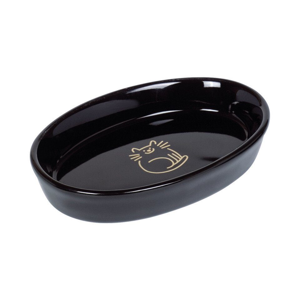 Futternapf Katzen Keramik Schale oval Golden Cat schwarz