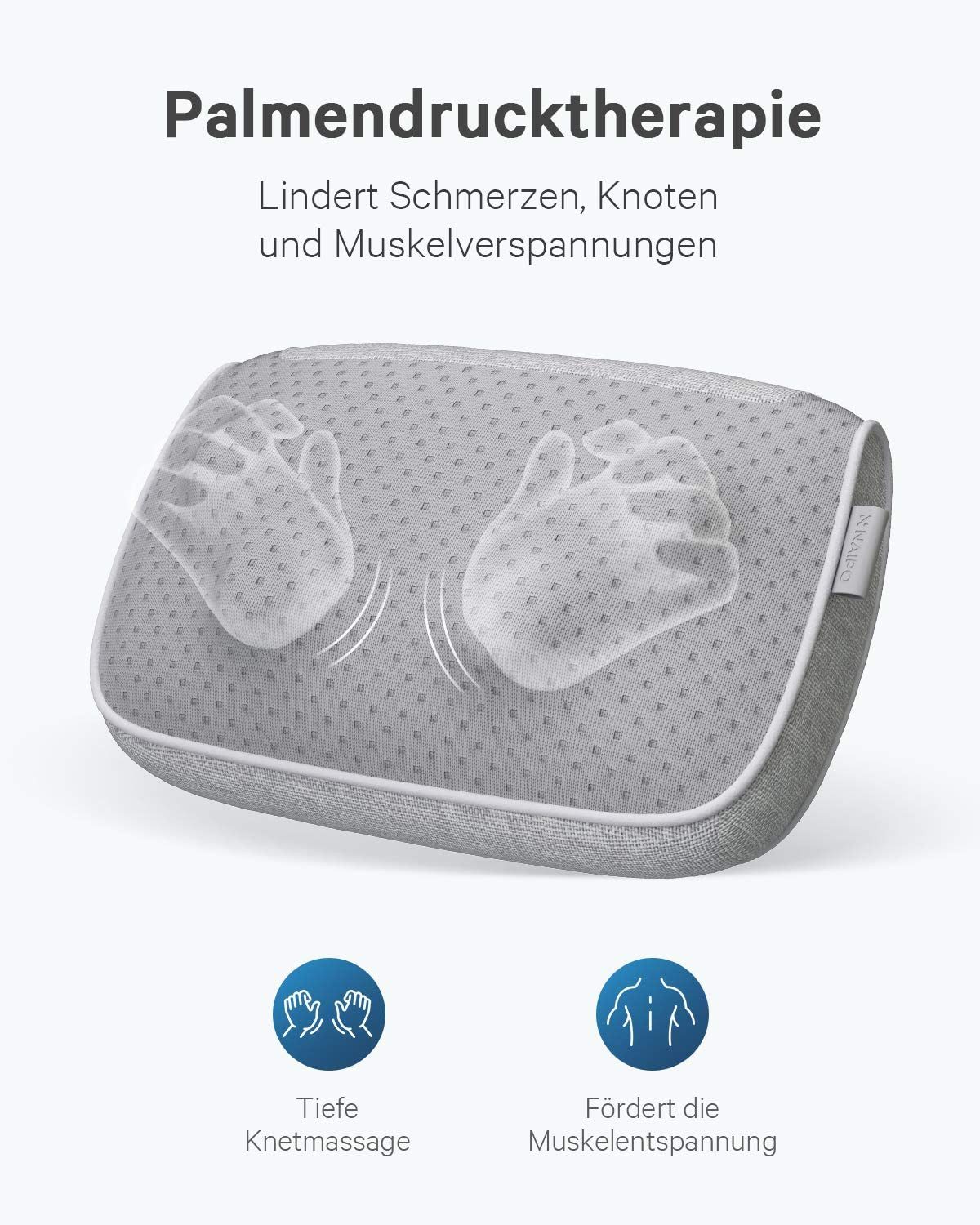 NAIPO Massagekissen Shiatsu Nacken- und Rückenmassagegerät mit Wärmefunktion, und Rückenmassagegerät mit Knetfunktion