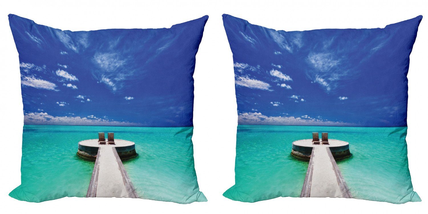 Kissenbezüge Modern Accent Doppelseitiger Digitaldruck, Abakuhaus (2 Stück), Reise Lagoon Hochzeitsreise Meer