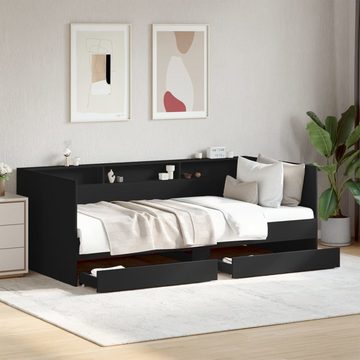 vidaXL Bett Tagesbett mit Schubladen Schwarz 75x190 cm Holzwerkstoff