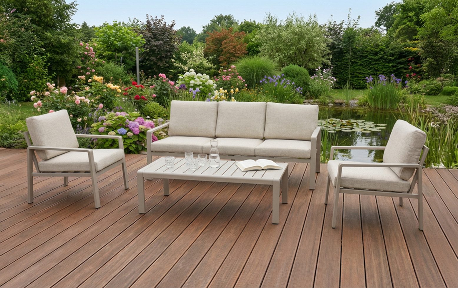 Primaster Essgruppe Primaster Gartenmöbel-Set Lucca Aluminium, Witterungsbeständig