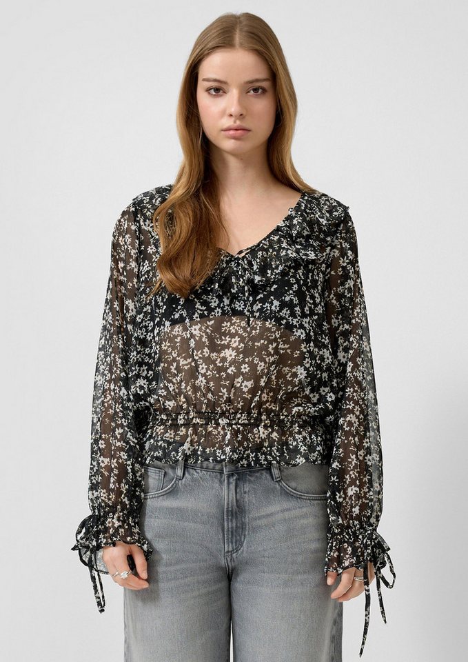 QS Langarmbluse Bluse Chiffonbluse