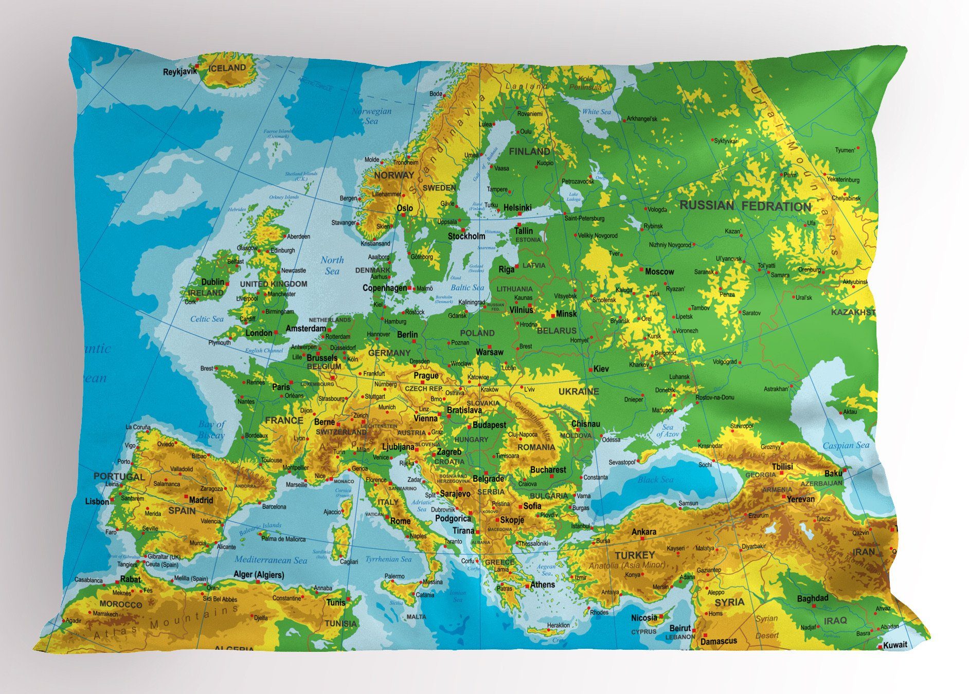 Kissenbezüge Dekorativer Standard King Size Gedruckter Kissenbezug, Abakuhaus (1 Stück), Polen Hoch detaillierte Karte von Europa