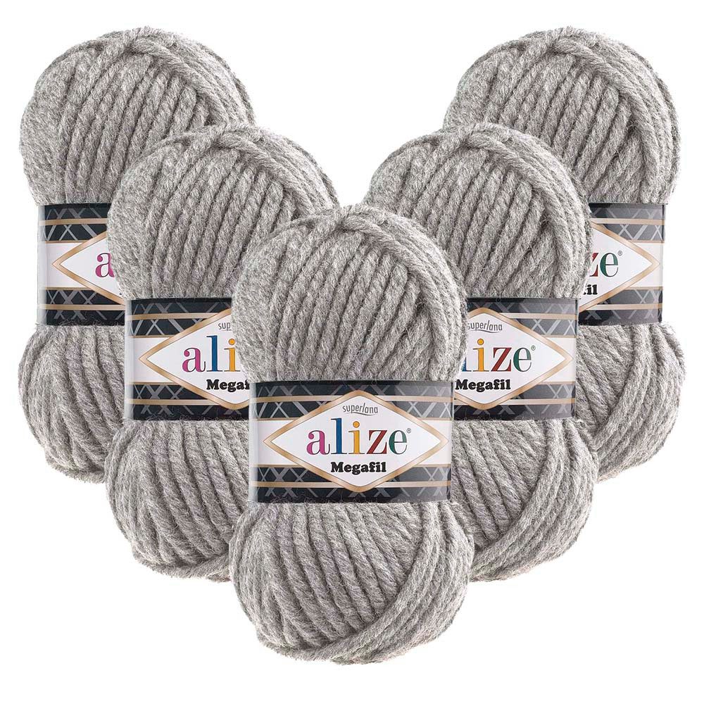Alize 5 x ALIZE Superlana Megafil Häkelwolle, 55 m, Super Bulky,Handstrickgarn,Häkeln