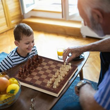 Randaco Spiel, Schachspiel Handarbeit Würfel klappbares Schach 29x29CM Backgammon