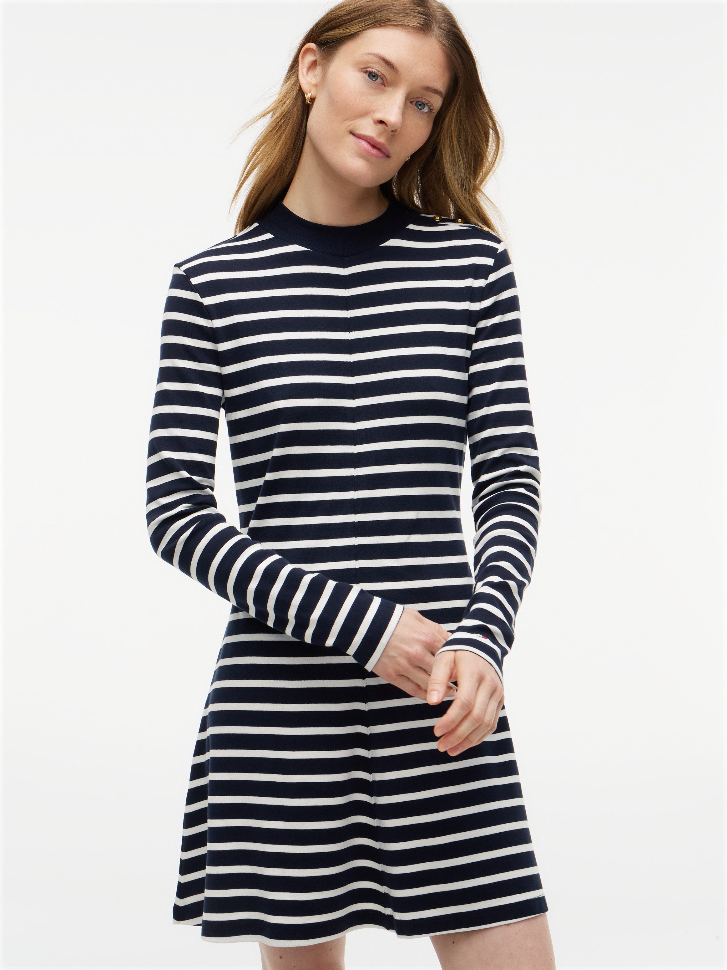 Tommy Hilfiger Jerseykleid CODY F&F MOCK-NK LS DRESS Baumwolle