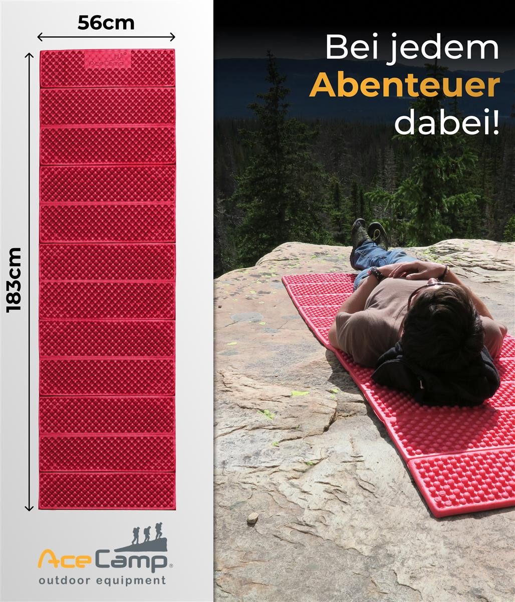 AceCamp Isomatte Chill Star Liegematte 186x56 cm – rot, (1-tlg), leichtgewichtig, platzsparend faltbar, robust & strapazierfähig