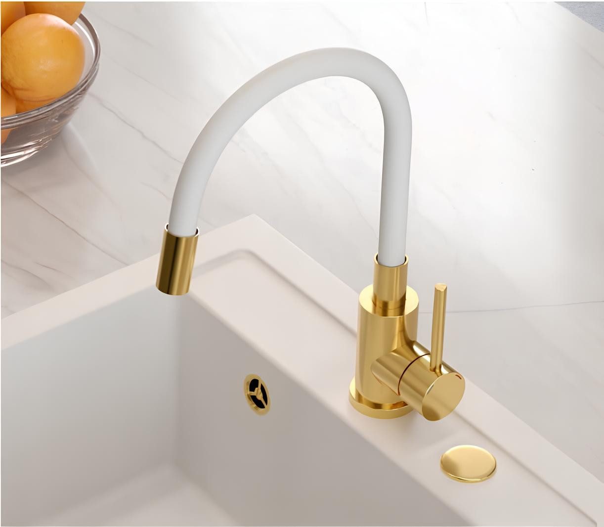 Faizee Home Waschtischarmatur Flexibel Weiß Gold günstig online kaufen