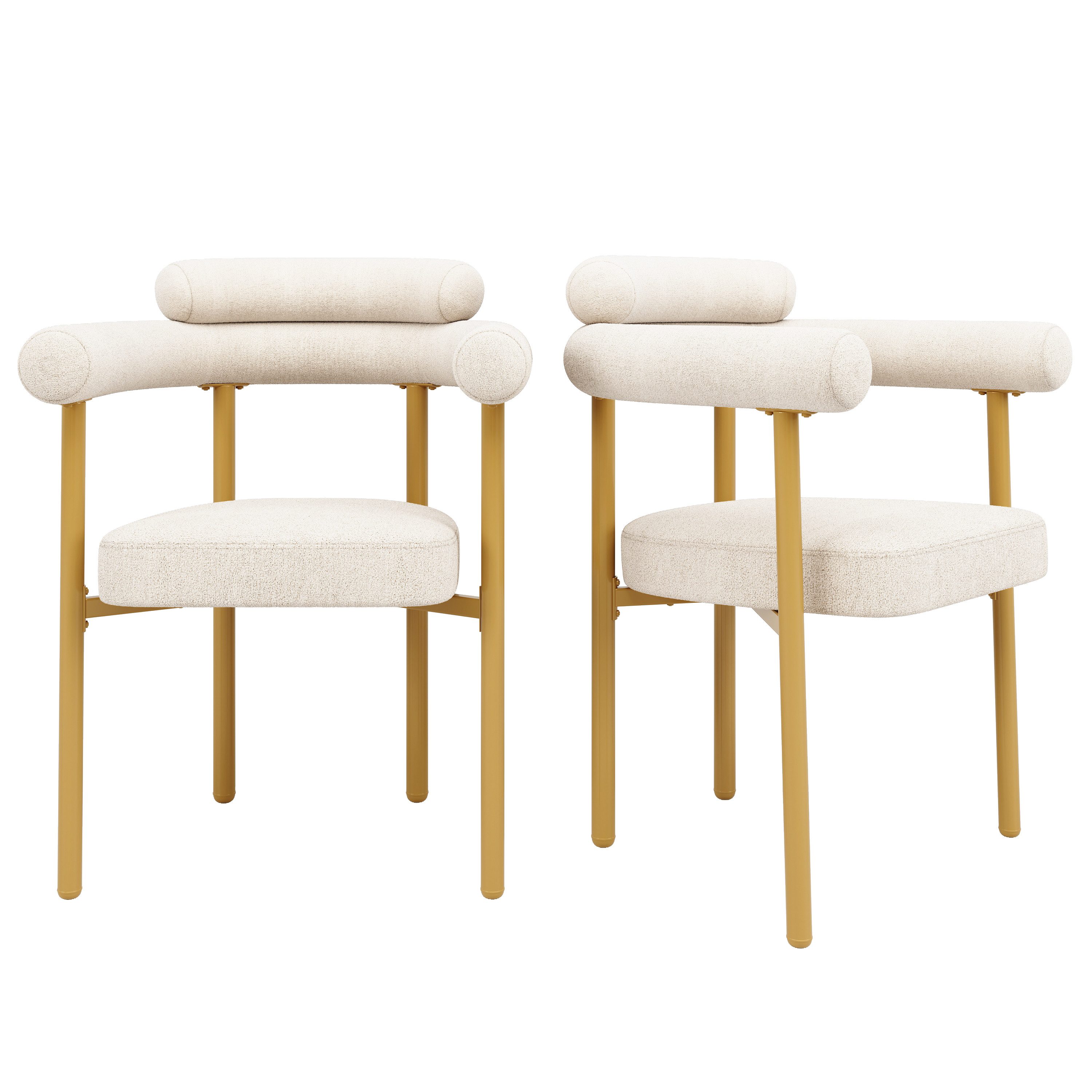REDOM Esszimmerstuhl Esszimmerstuhl,Loungesessel,Freizeitstuhl (2er-Set Esszimmerstühle, ergonomische Ringsitze mit hochdichter Polsterung, goldene Metallbeine, 2 St)