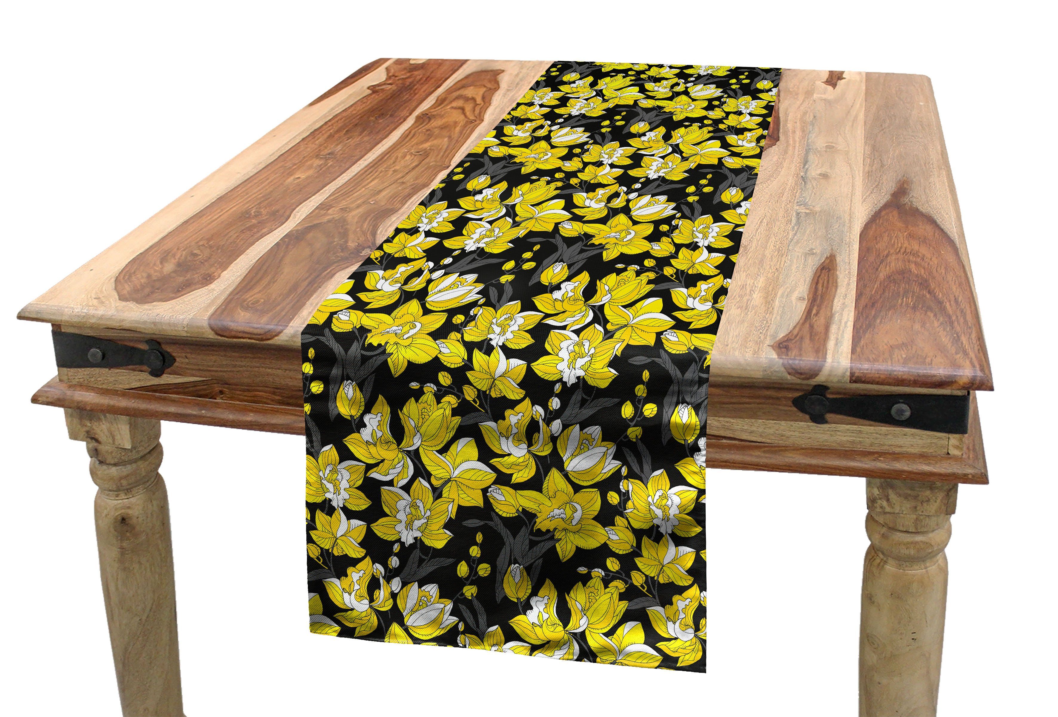 Abakuhaus Tischläufer Esszimmer Küche Rechteckiger Dekorativer Tischläufer, Orchidee Exotische Blüten Jungle Yard