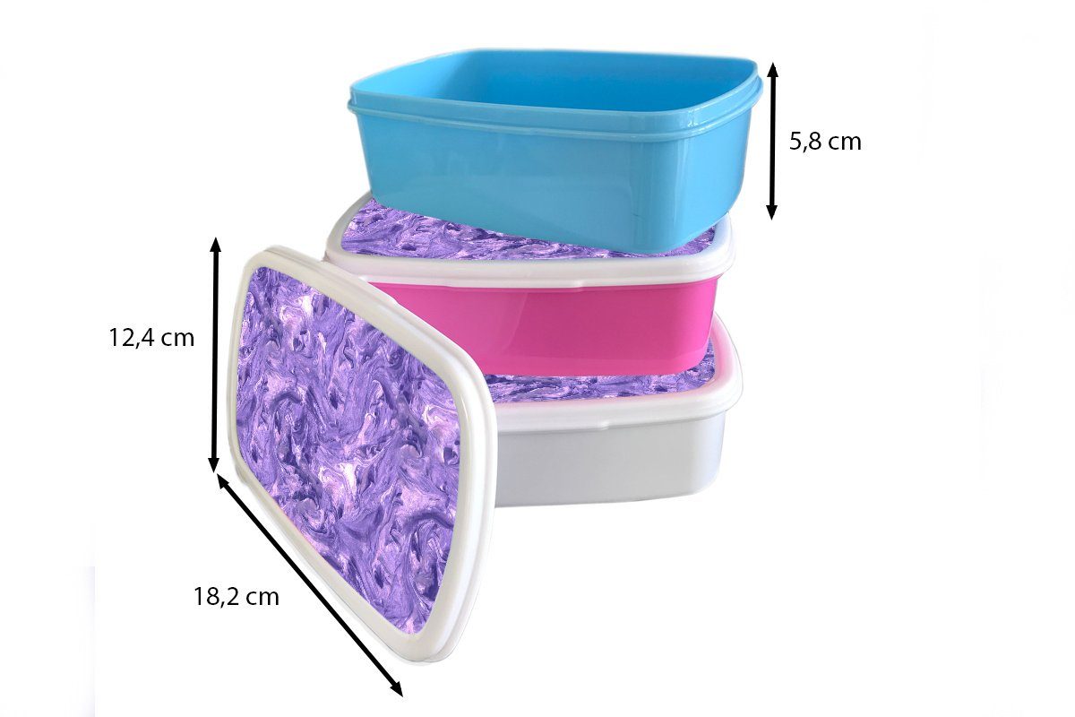 Kunststoff Snackbox, Brotbox Brotdose - (2-tlg), Mädchen, für Kunststoff, Marmor Muster, Erwachsene, MuchoWow rosa Violett Lunchbox Kinder, -