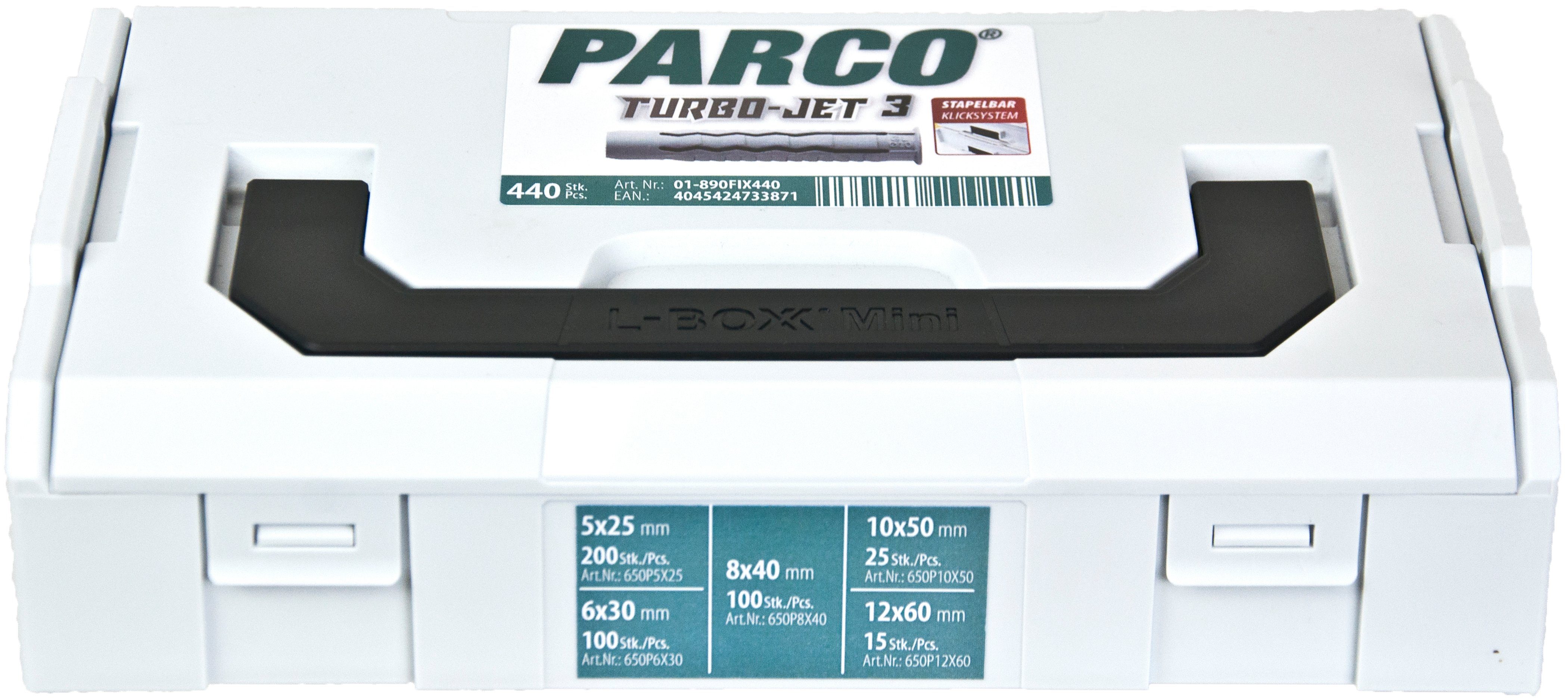 PARCO Schrauben- 440 Sortiment Dübel-Set und Universaldübel Teile