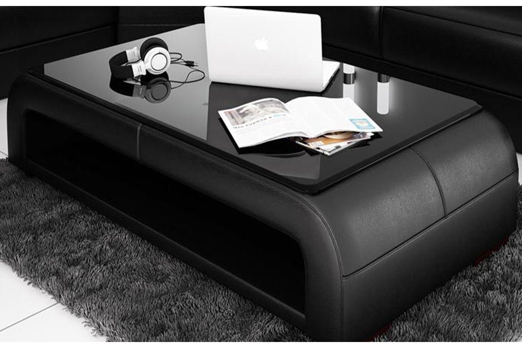 JVmoebel Couchtisch Ledertisch Couchtisch Glastisch Sofa Beistell Tisch Couchtische, Ledertisch Couchtisch Glastisch Sofa Beistell Tisch Couchtische Schwarz