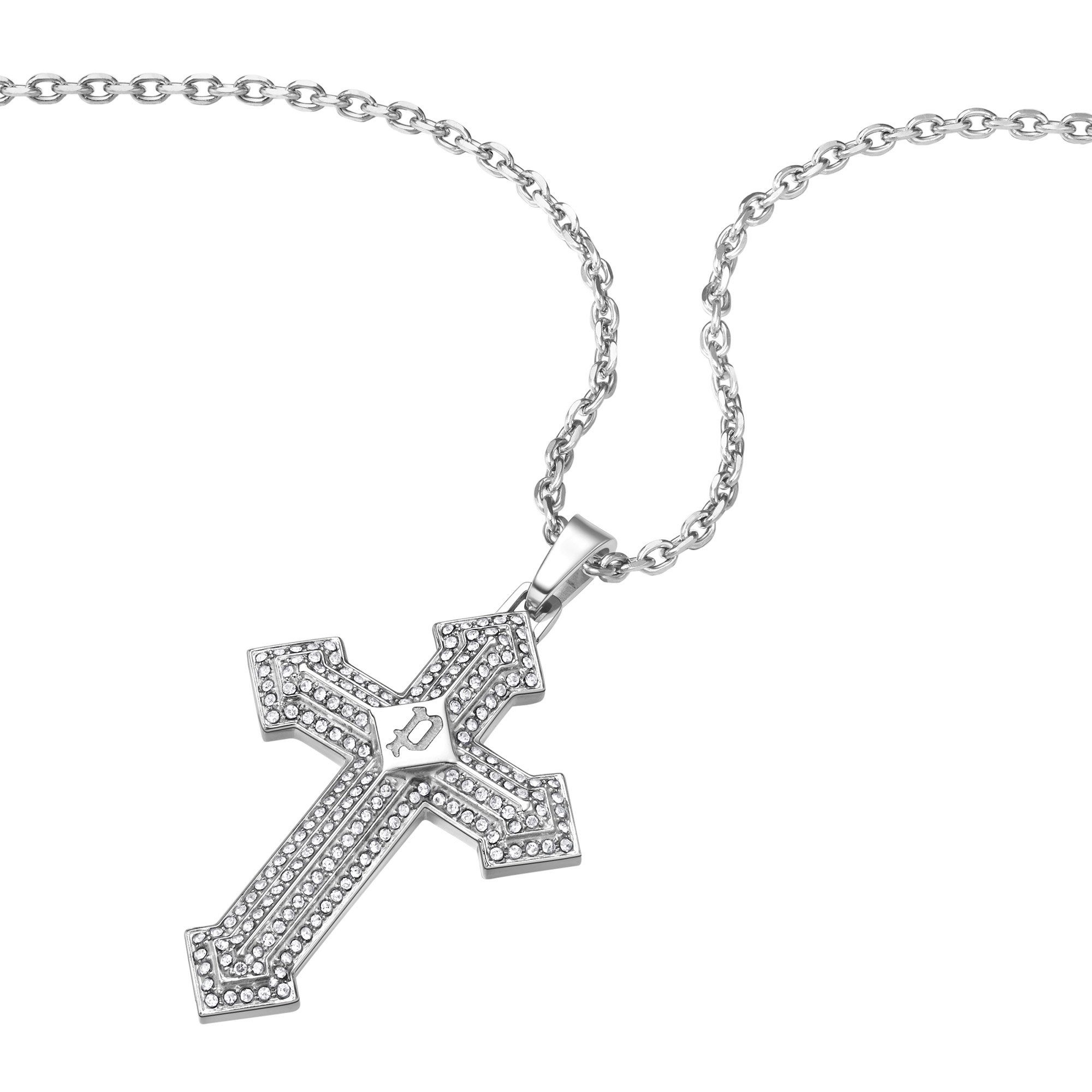 Police Kette mit Anhänger mit Kreuz Sto...