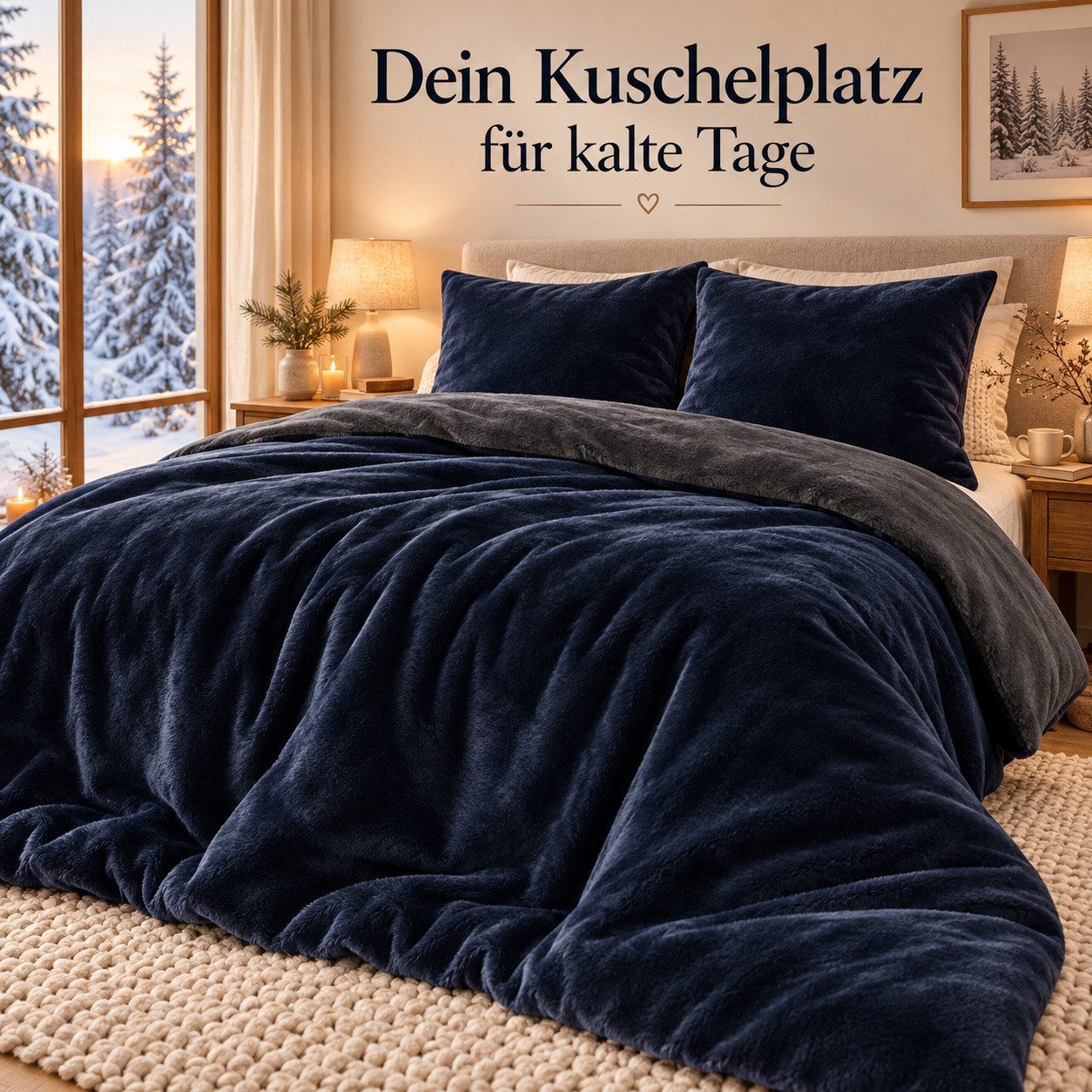 Leonado Vicenti Bettwäsche Winter Teddy Plüsch Cashmere Touch, Fleece, 3 teilig, flauschig warmes Nicky-Teddy-Plüsch, Einfarbig – Bild 2 von 5