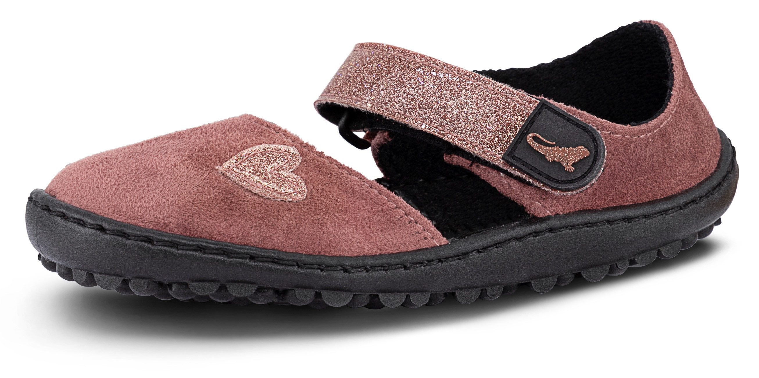 Leguano LEGUANITO JARINA Barfußschuh, Halbschuh, Bequemschuh mit Glitzer und Herzapplikation