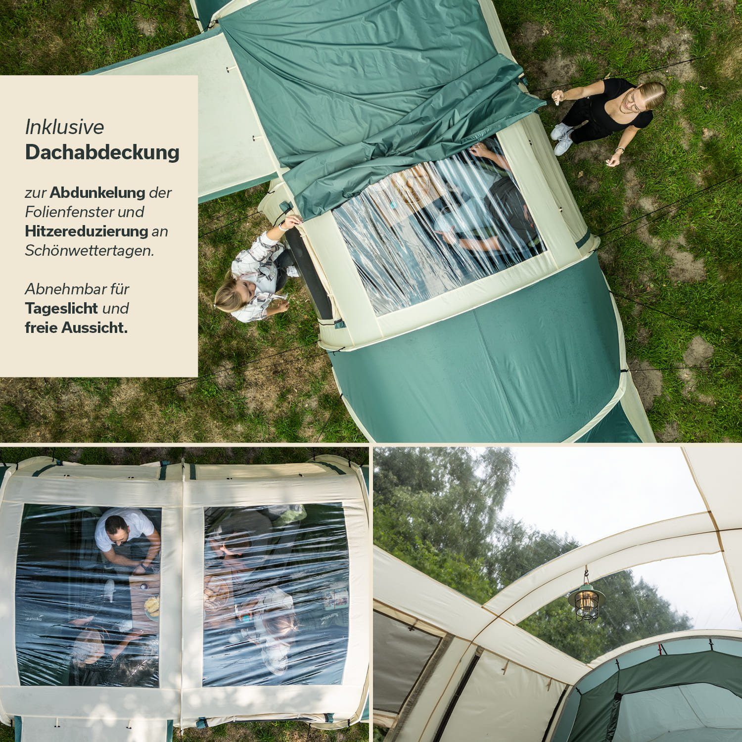 Skandika Kuppelzelt Kalmar 6, Familienzelt mit Panorama-Dachfenster, Personen: 6, Einlegeboden, Festivalzelt, 3000mm Wassersäule, Camping, wetterfest