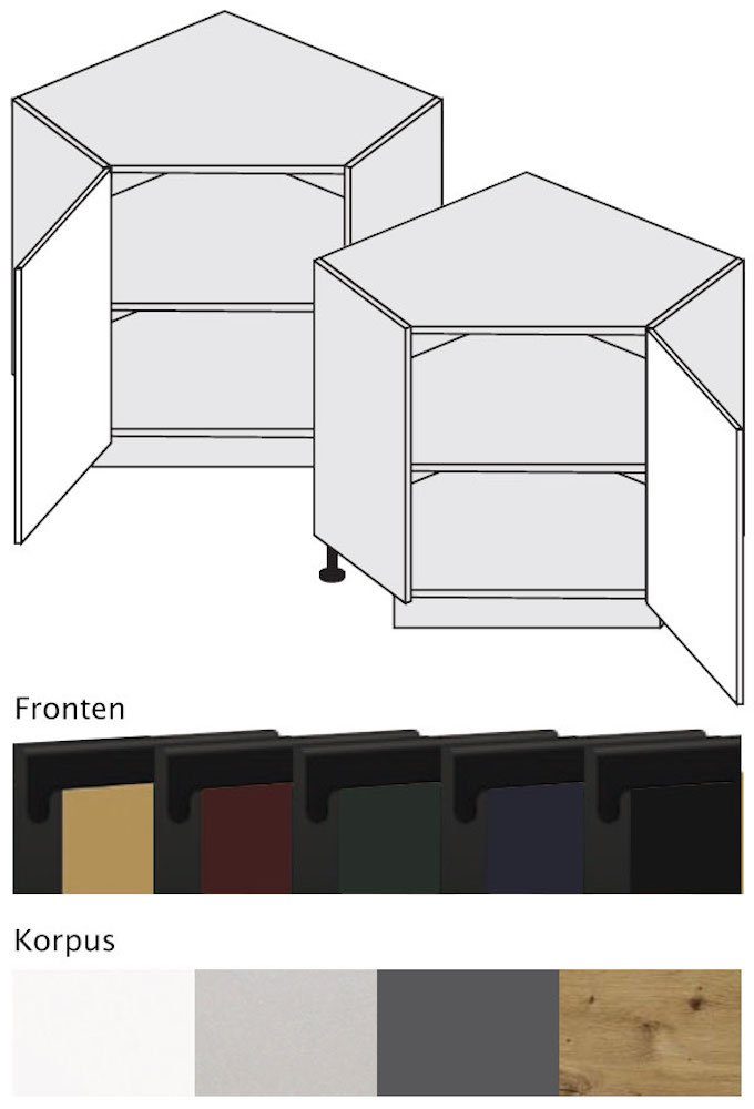 Einlegeboden super matt 1-türig Ausführung wählbar rubinrot Velden Front-, grifflos Unterschrank & Korpusfarbe Feldmann-Wohnen
