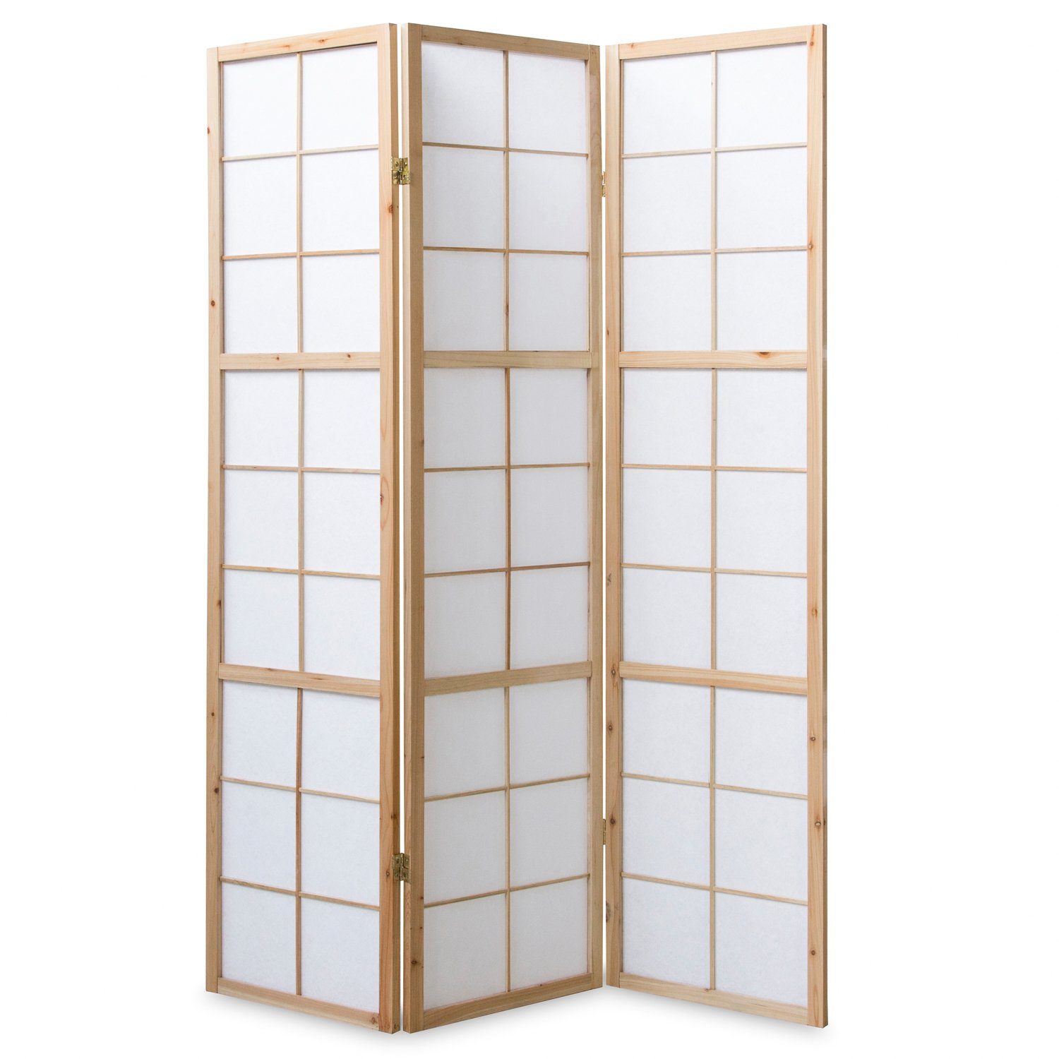 Homestyle4u Paravent Raumteiler Trennwand Shoji natur Sichtschutz Holz Indoor faltbar, 3-teilig