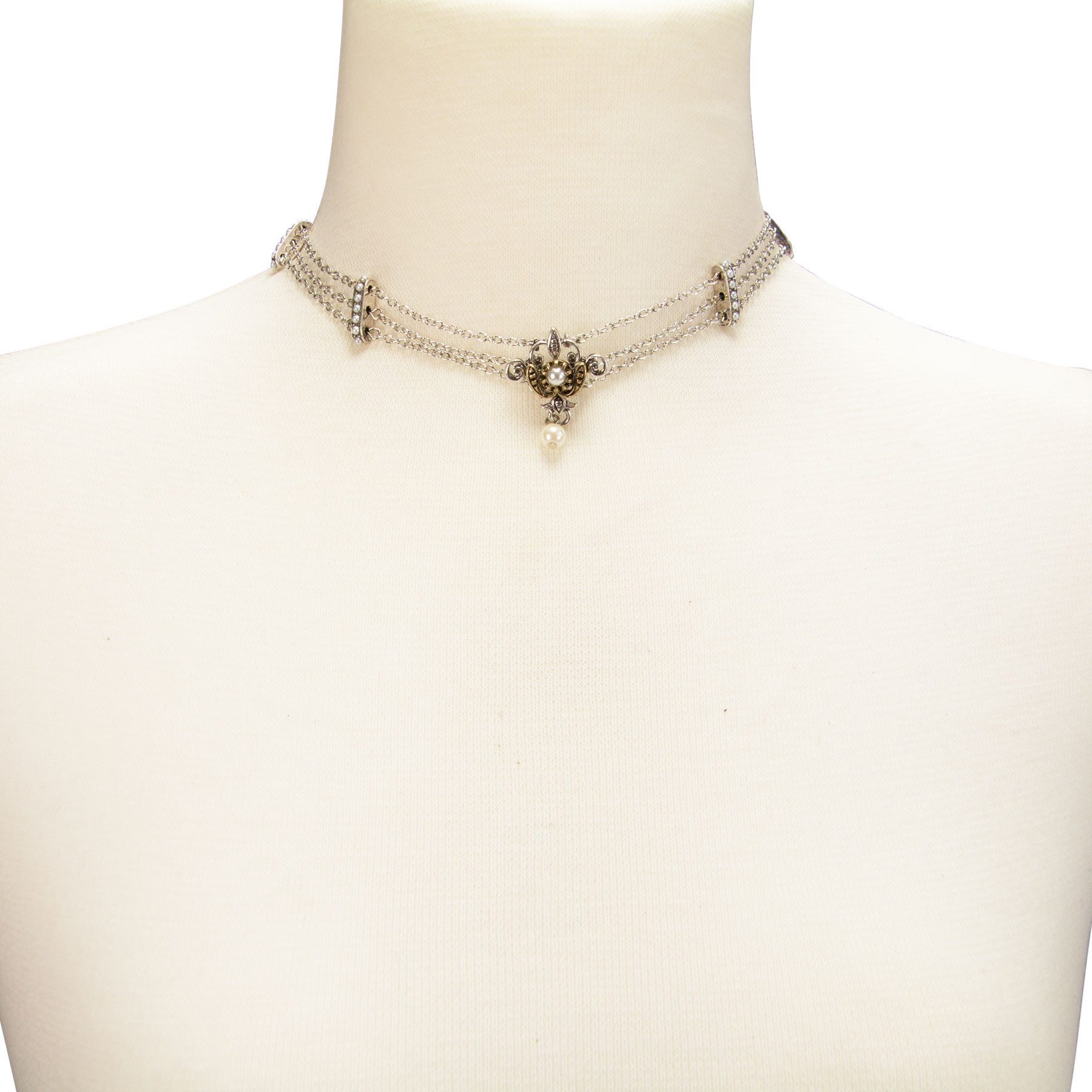 Alpenflüstern Collier Trachten-Metall-Kropfkette Lea (bicolor-farben), - nostalgische Trachtenkette, eleganter Damen-Trachtenschmuck, Dirndlk – Bild 4 von 4