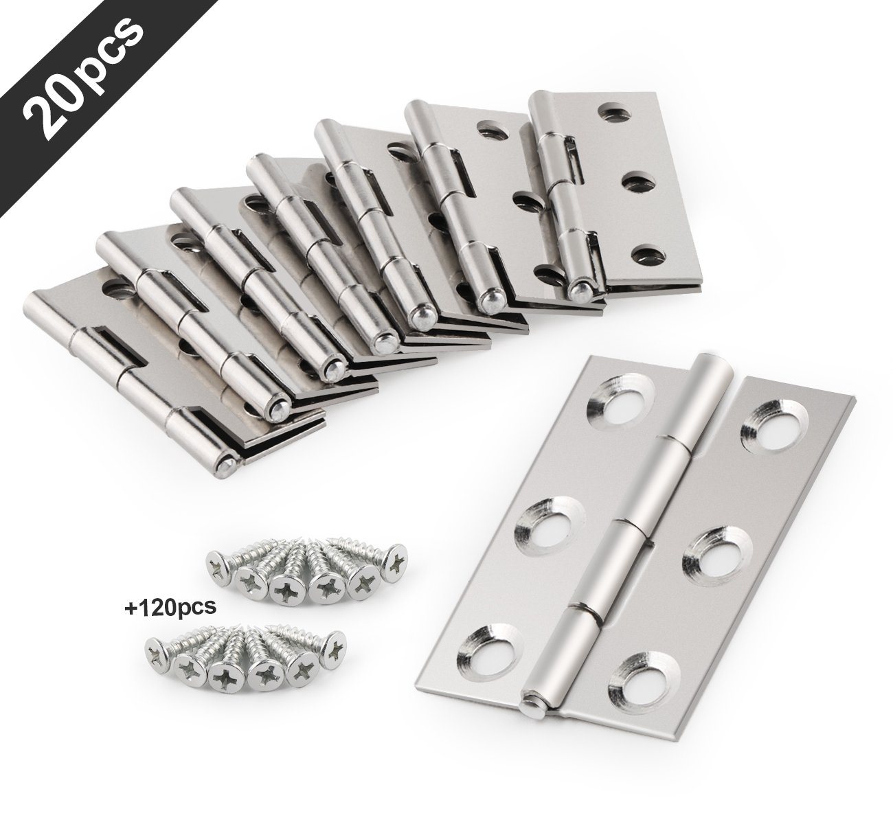 Thumbnail - Homewit Möbelbeschlag Edelstahl Scharniere für Schranktüren Fenster Schranktür Türband (Set, 20 St., Türbeschlag), mit 1...