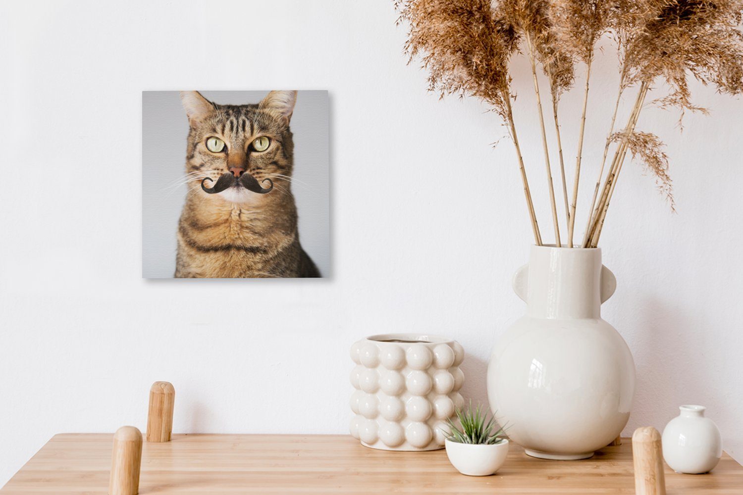 Bilder für - Hipster, OneMillionCanvasses® Schlafzimmer Leinwand Katze Wohnzimmer - Leinwandbild Schnauzbart St), (1