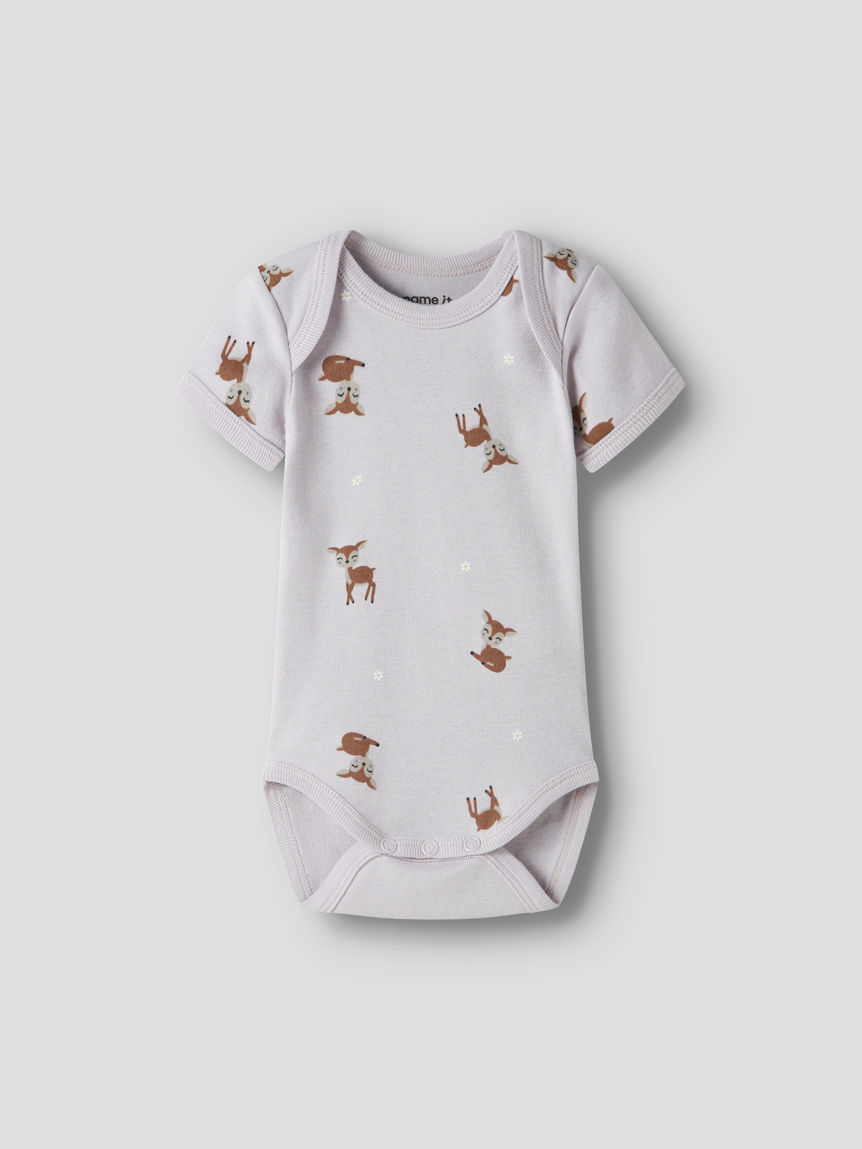 Name It Kurzarmbody NBFBODY 3P SS LILAC MARBLE DEER NOOS (Packung, 3-tlg)