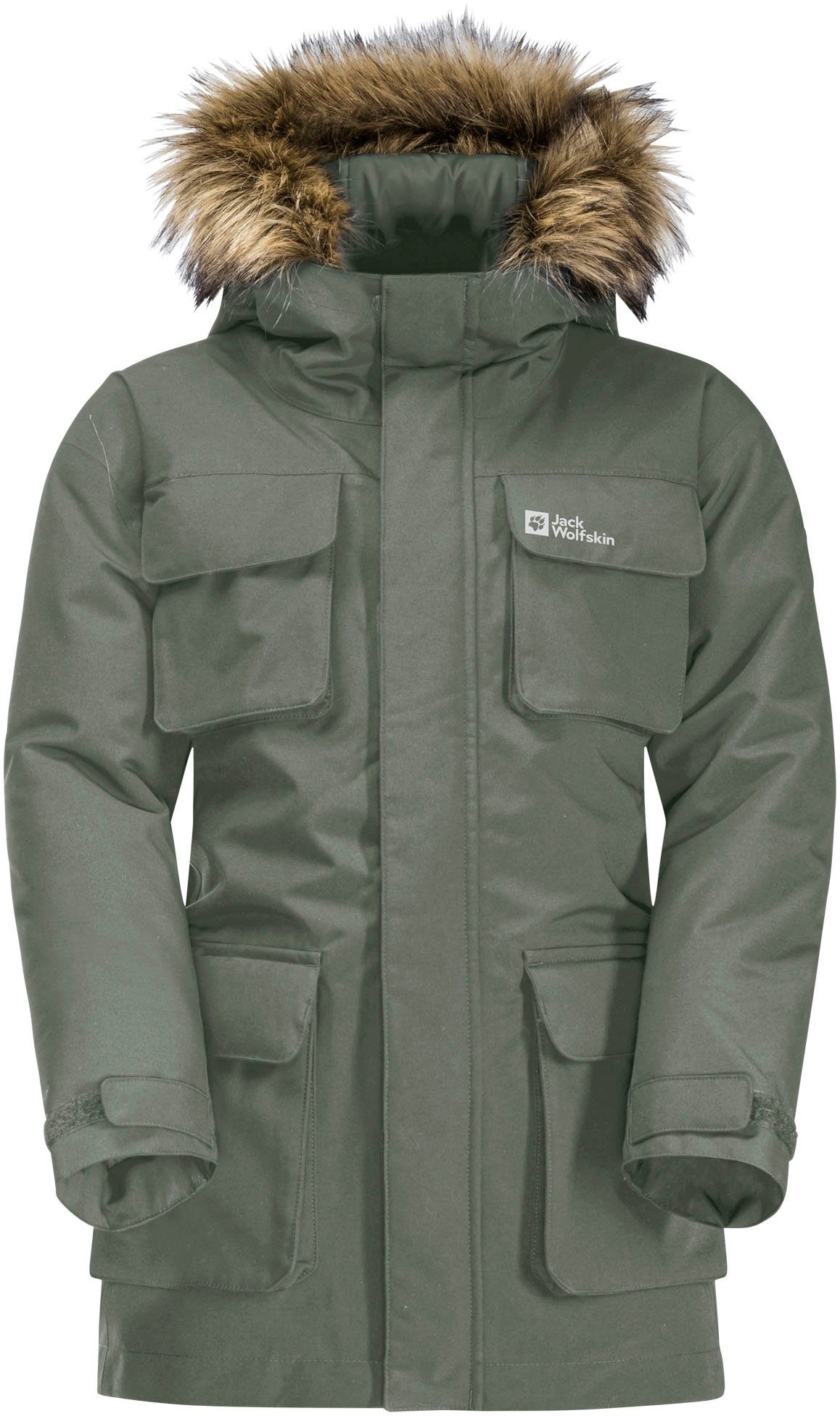 Jack Wolfskin Funktionsparka GLACIER PEAK PARKA K schnell Trocknend & Atmungsaktiv & Wärmend khaki