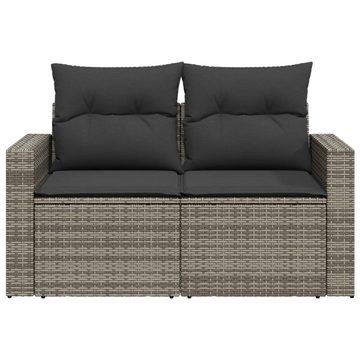 vidaXL Loungesofa Gartensofa 2-Sitzer mit Kissen Grau Poly Rattan