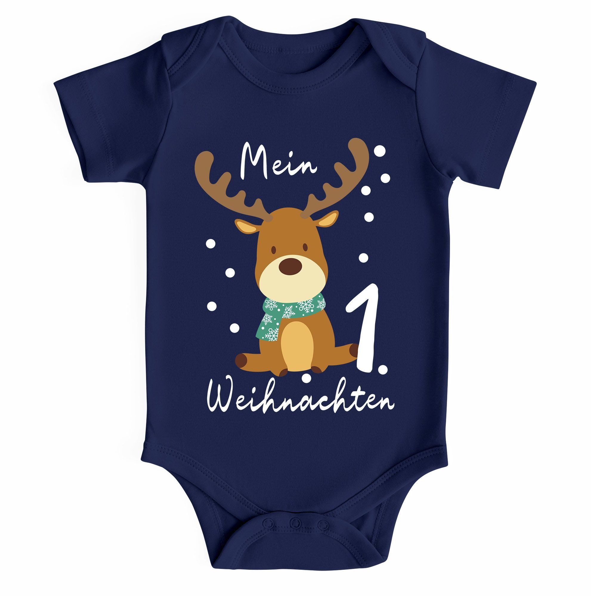 Body Baby Body kurzarm Mein erstes Weihnachten Rentier Aufdruck XMAS
