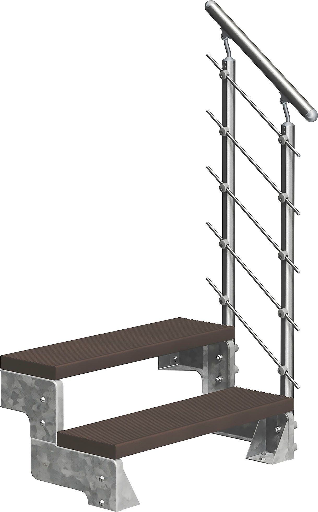 einseitigem dunkelbraun, offen, 44 für Stufen inkl. TRIMAX®-Stufen Geschosshöhen bis 2 cm, Alu/Metall/ES Außentreppe Dolle Gardentop,