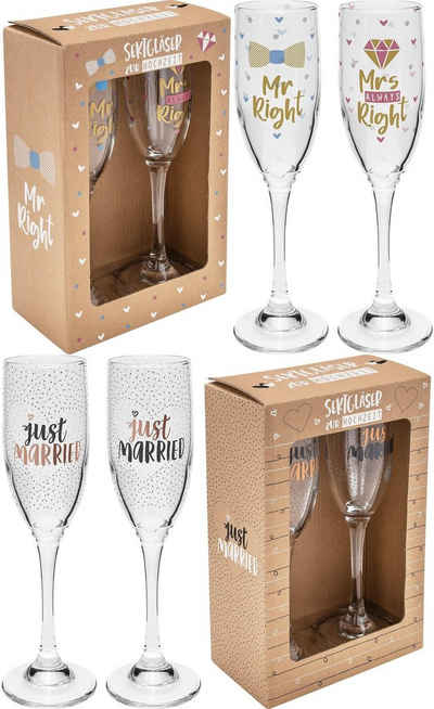 Sheepworld Sektglas Prosecco Glas Sektglas-Set in Geschenkbox zur Hochzeit Sheepworld, Material: Glas