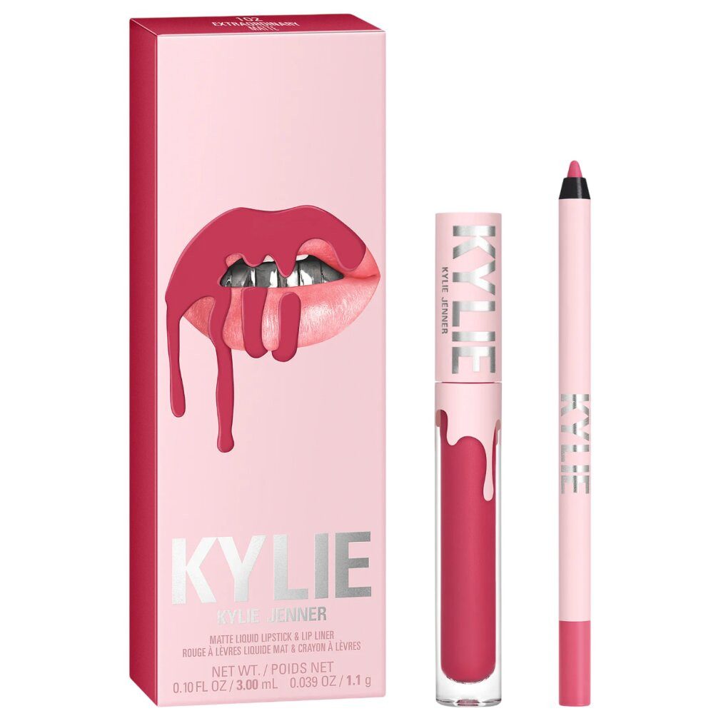 Kylie Make-up Set Matte Lip Kit 3ml Liquid Lipstick + 1.1g Lip Liner - Extraordinary