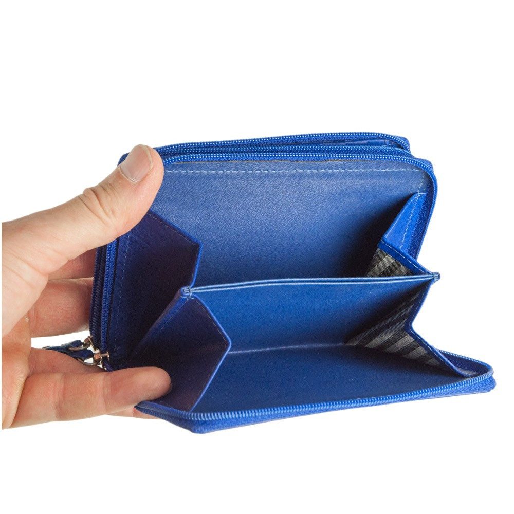 BRANCO Geldbörse Große Damen-Geldbörse / Portemonnaie, Leder, Azur-Blau, Branco 230