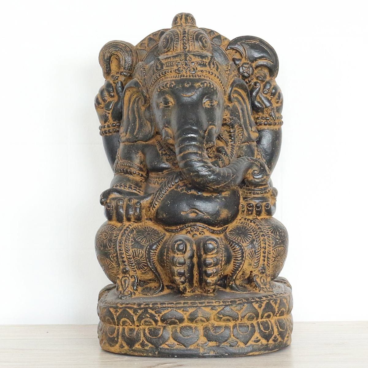 Oriental Galerie Dekofigur Ganesha Figur Beton Antik Finish 45 cm (1 St), traditionelle Herstellung in Handarbeit im Ursprungsland