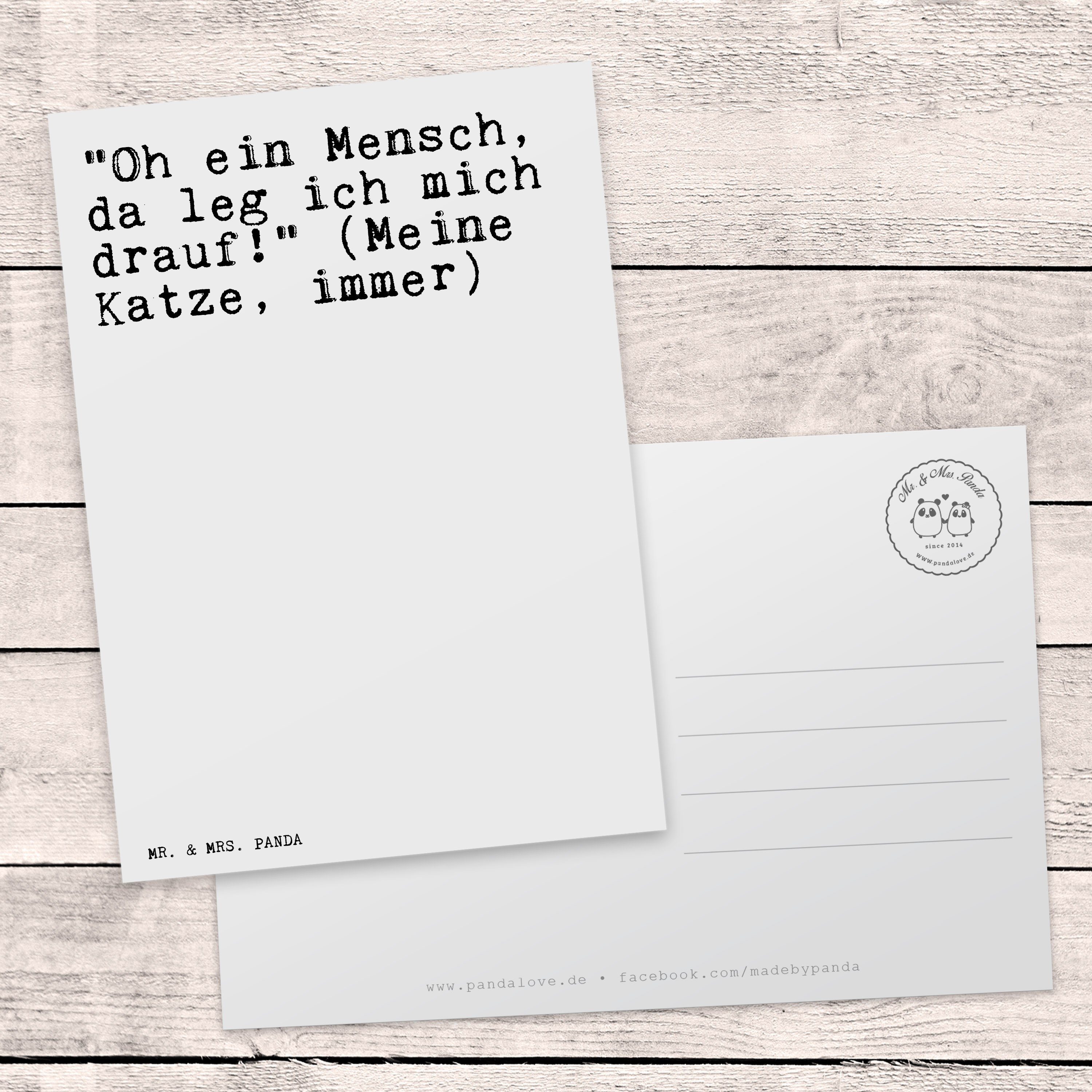 Weiß - Geschenk, & lustiger "Oh Panda ein Postkarte da... - Mrs. Mensch, Tier Spruch, Kater, Mr.