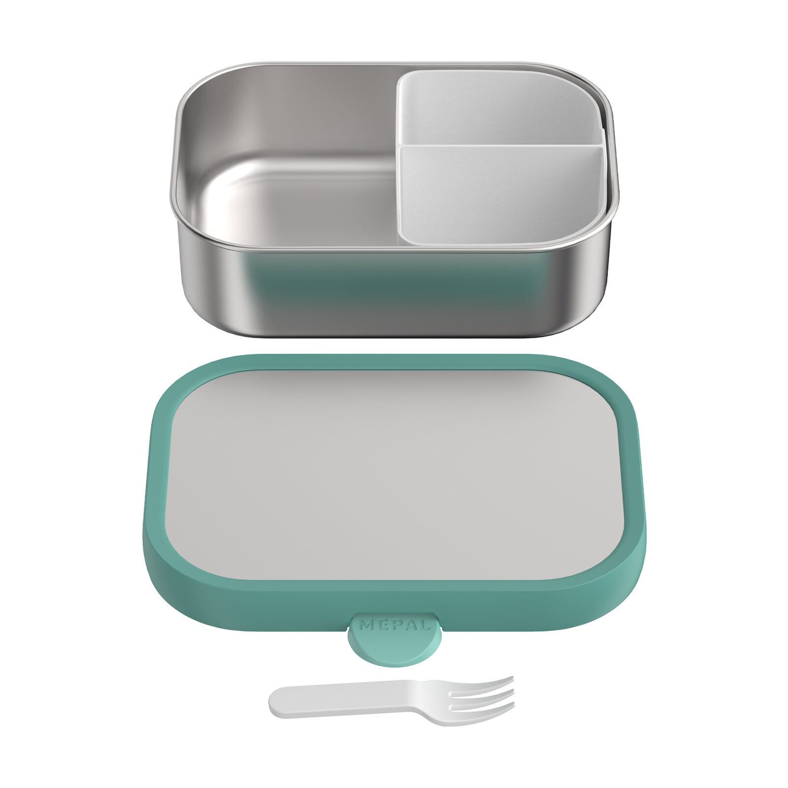 Mepal Lunchbox Campus Edelstahl-Brotdose mit Gabel 18 x 13 cm, Edelstahl/Kunststoff, (1-tlg), Spülmaschinenfest – Bild 2 von 5