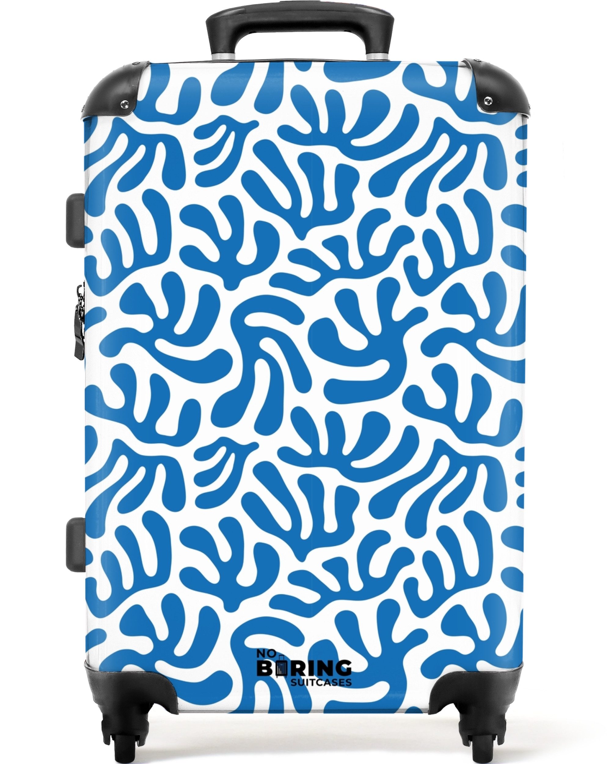 NoBoringSuitcases.com© Hartschalen-Trolley Weiß mit blauem Korallenmuster günstig online kaufen