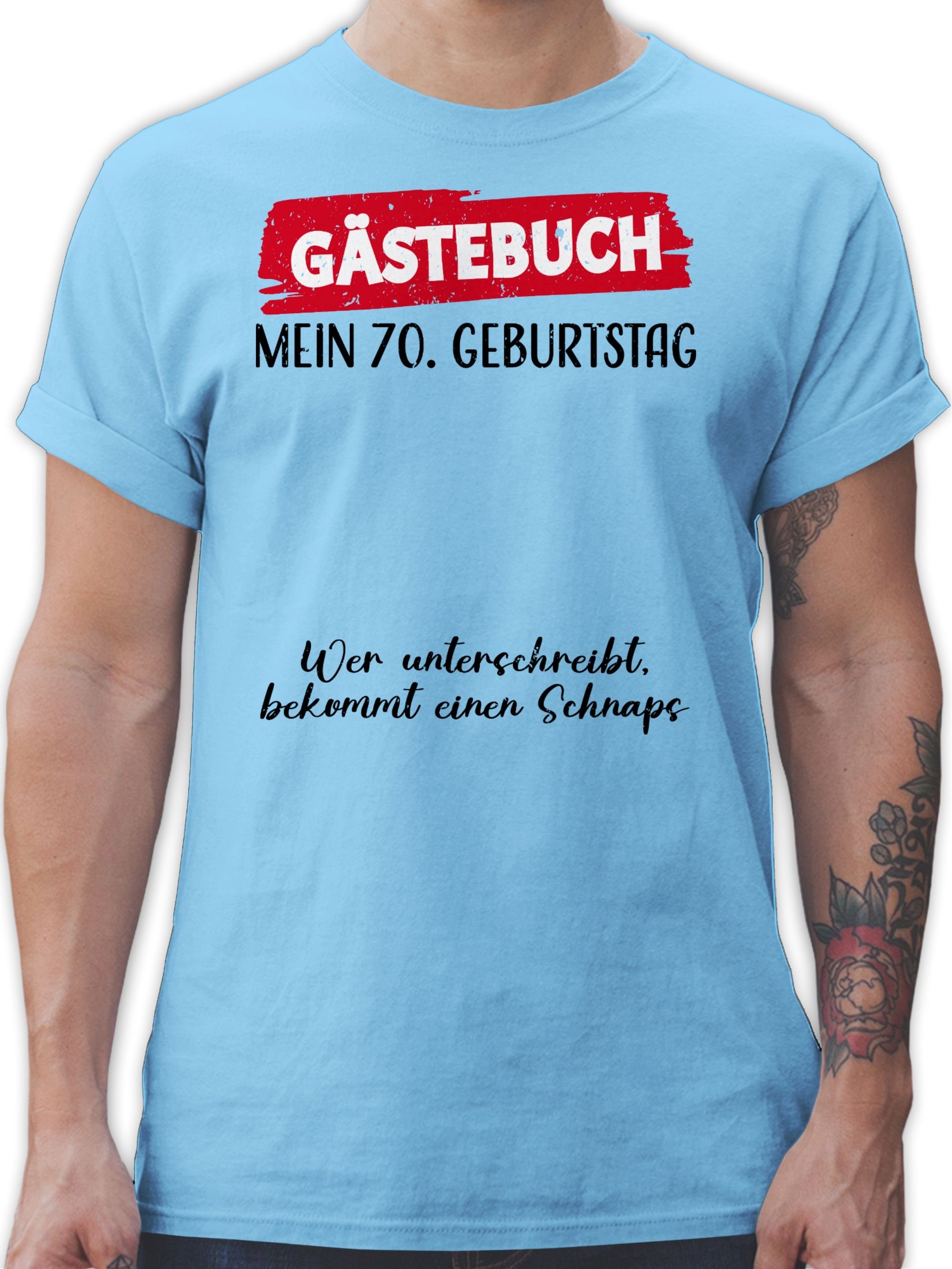 2 Geburtstag - Unterschrift Gäste Gästebuch T-Shirt Lustig Geburtstag 70. Hellblau Shirtracer 70. Gästeliste