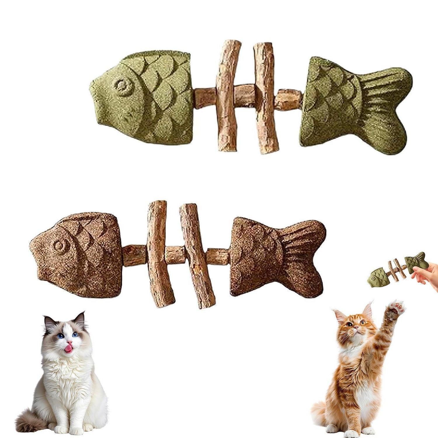 LuxusKollektion Tier-Beschäftigungsspielzeug Katzen-Kauspielzeug Fischgräte mit Katzenminze, 2St, Naturmaterialien