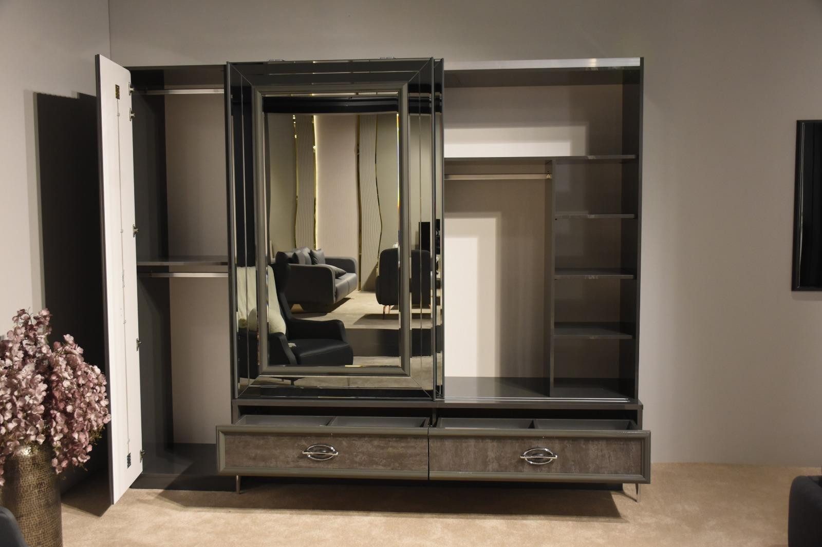 Xlmoebel Kleiderschrank Designer Holzschrank mit Spiegeltüren und Schubladen (1-St., Kleiderschrank) Hergestellt in Europa