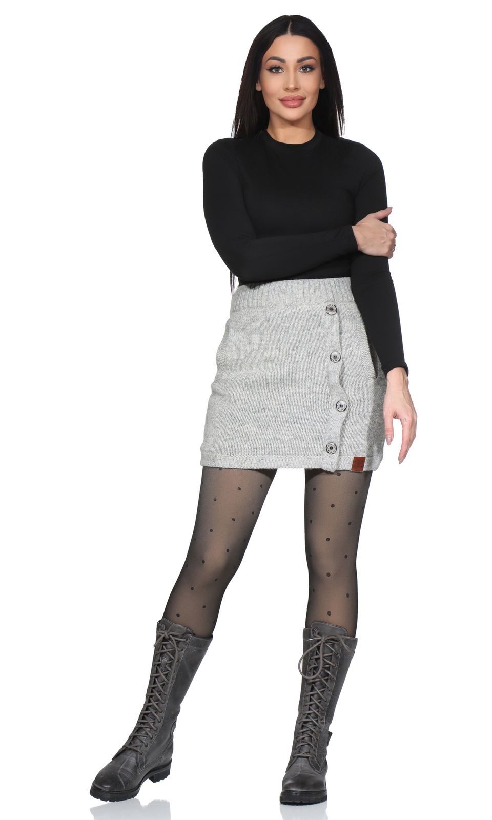 KUNST UND MAGIE Strickrock Strickrock kurzer Rock mit klassischem Muster Wo günstig online kaufen