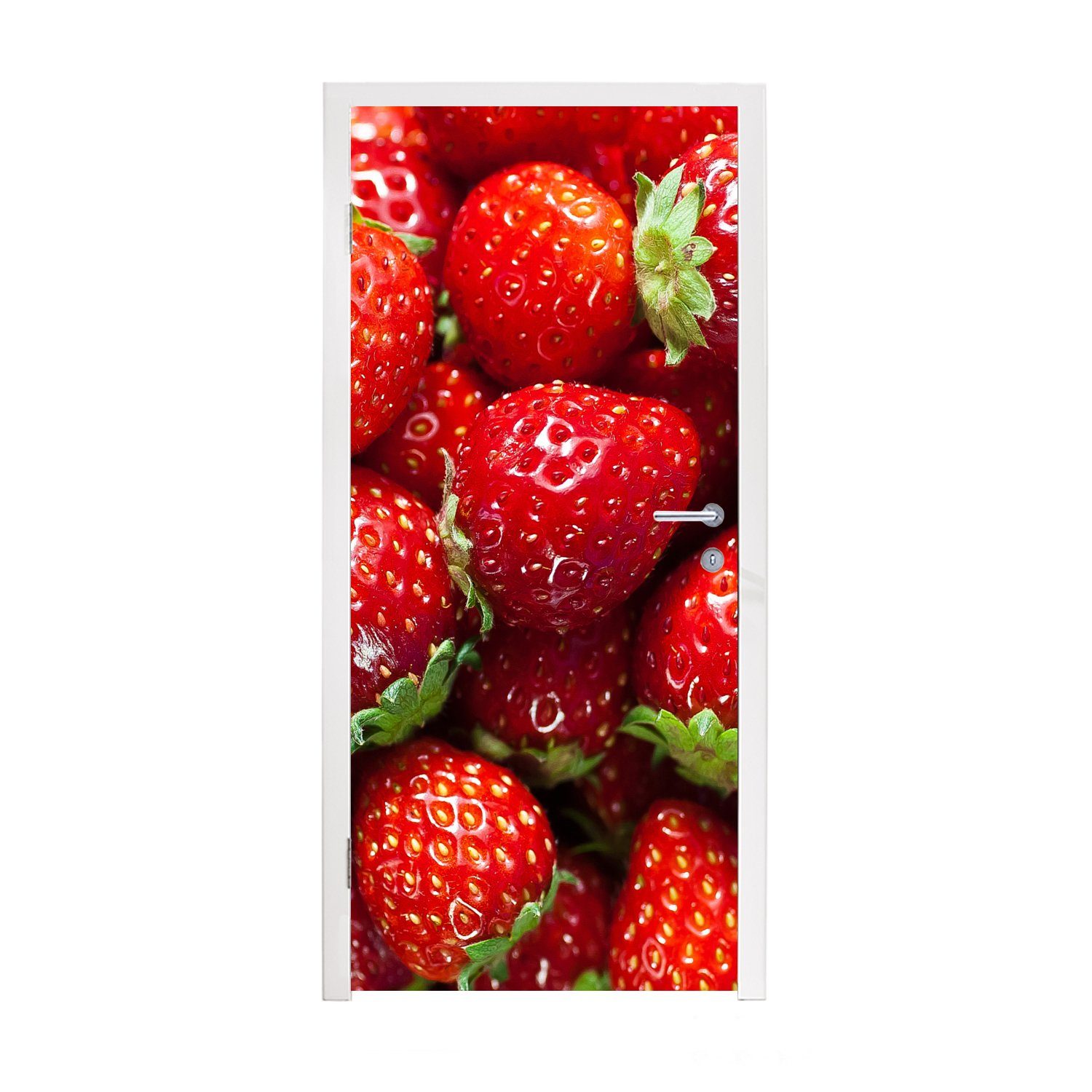MuchoWow Türtapete Erdbeere - Obst - Saatgut, Matt, bedruckt, (1 St), Fototapete für Tür, Türaufkleber, 75x205 cm