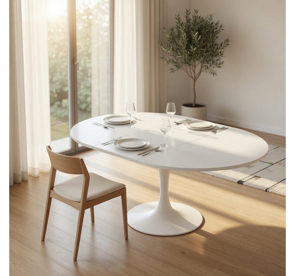 PEALOV Esstisch Ausziehbarer Küchentisch 100–130 × 80 cm für 4–6 Personen (1-St), Platzsparender Wohnzimmertisch mit Teleskopschiene und Metallbeinen