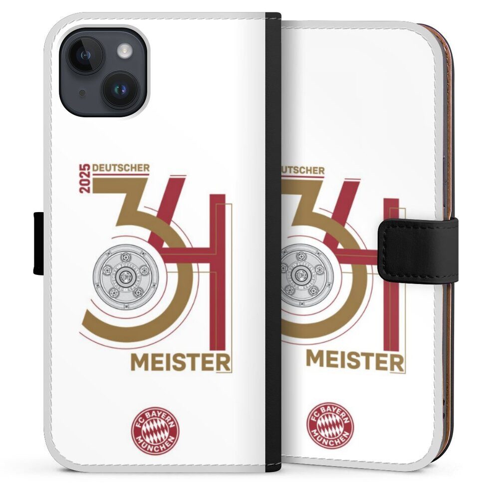 DeinDesign Handyhülle FC Bayern München Meister Offizielles Lizenzprodukt, Apple iPhone 14 Plus Hülle Flip Case Klapphülle Handytasche Leder